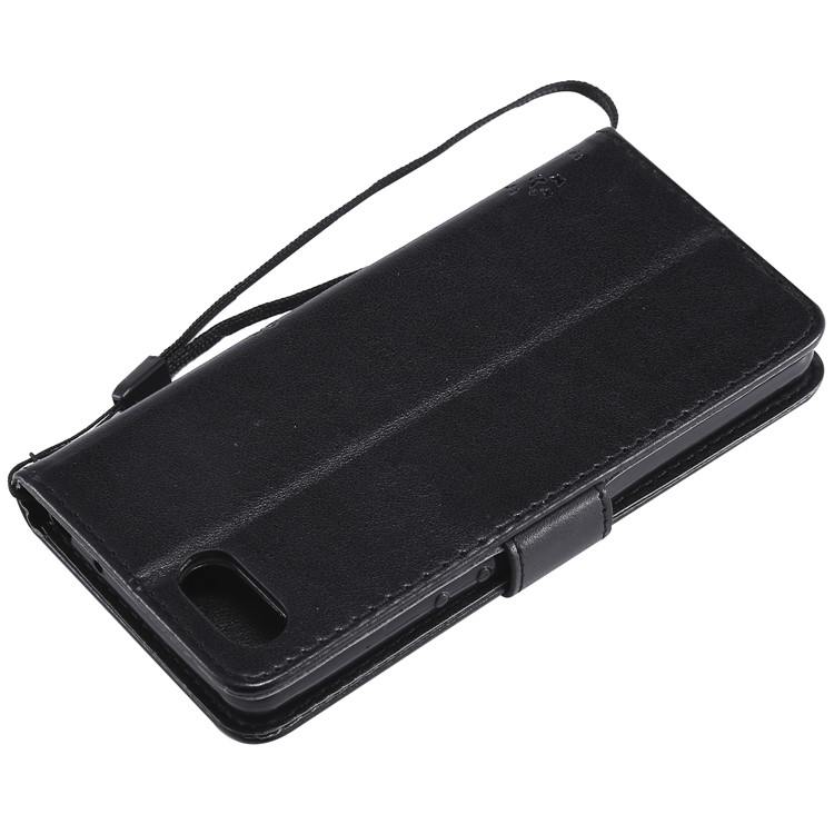 Imprint Cat and Tree Wallet Stand PU Leather Case for Sony Xperia XZ4 Compact - Black-6