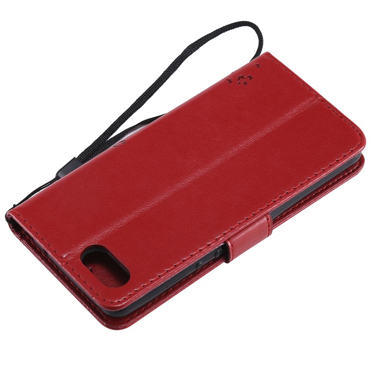 Imprint Cat and Tree Wallet Stand PU Leather Case for Sony Xperia XZ4 Compact - Red-6