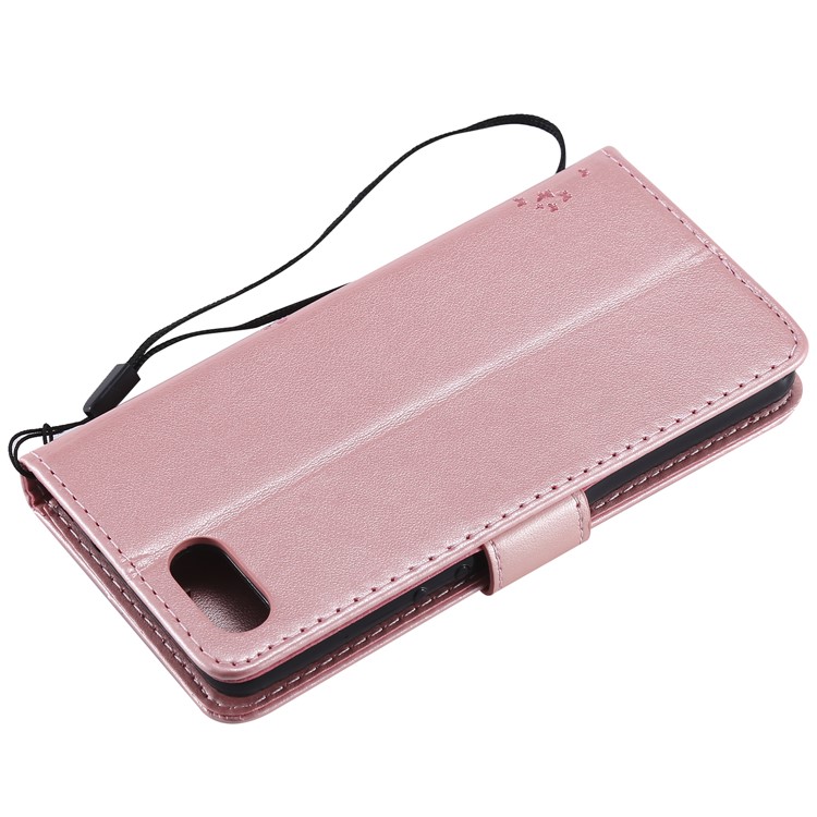 Imprint Cat and Tree Wallet Stand PU Leather Case for Sony Xperia XZ4 Compact - Rose Gold-6