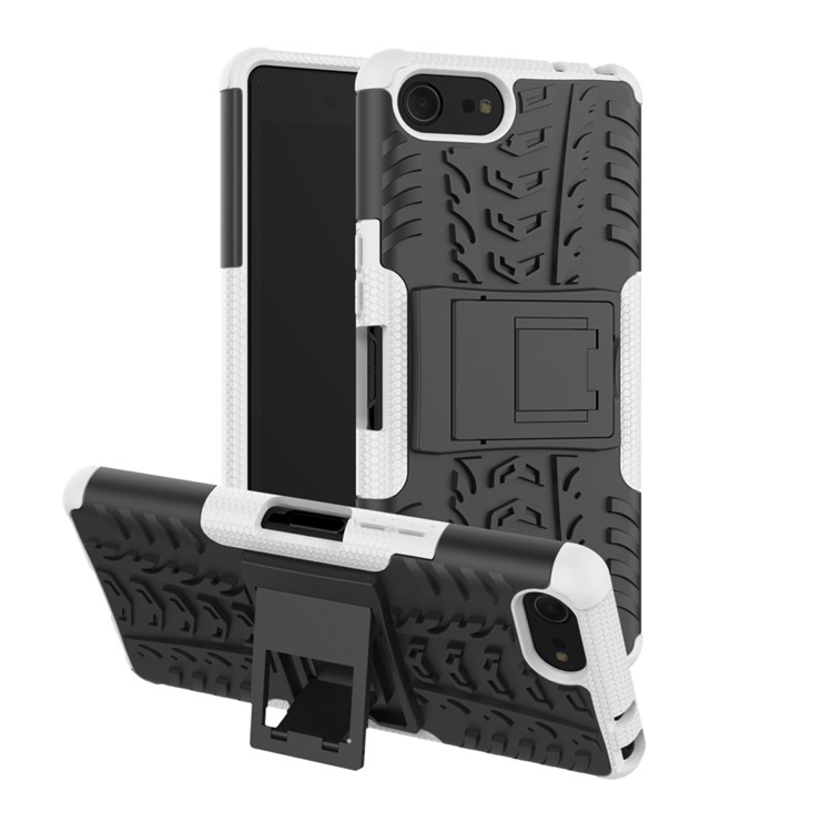 Cool Tyre PC + TPU Hybrid Cover with Kickstand for Sony Xperia XZ4 Compact - White-1
