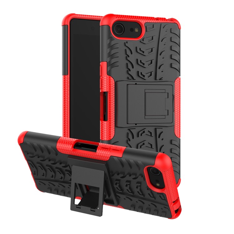 Cool Tyre PC + TPU Hybrid Cover with Kickstand for Sony Xperia XZ4 Compact - Red-1