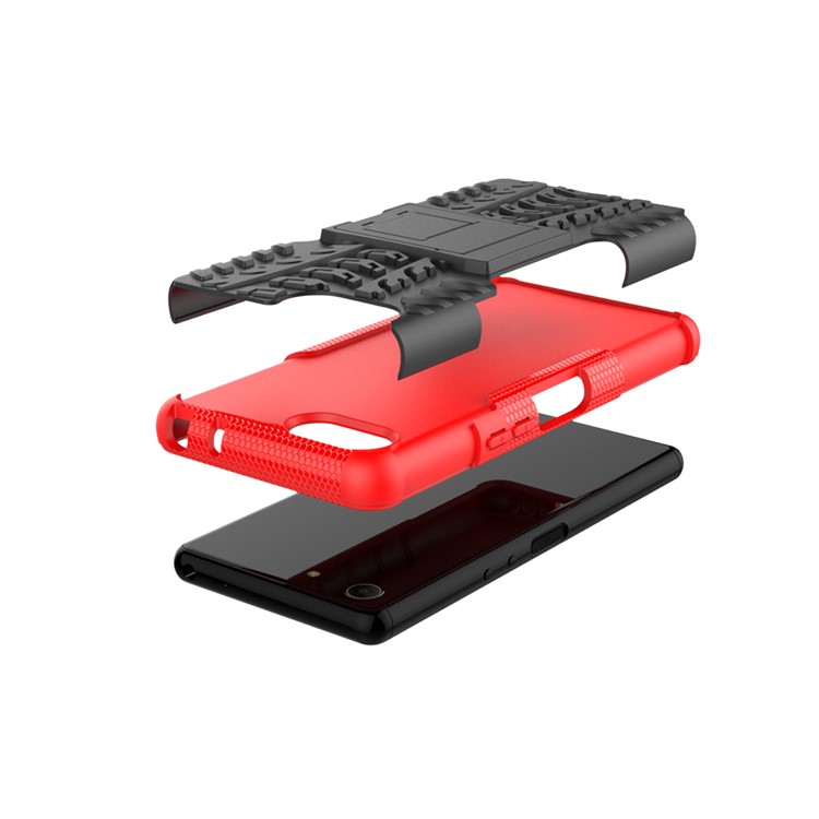 Cool Tyre PC + TPU Hybrid Cover with Kickstand for Sony Xperia XZ4 Compact - Red-8