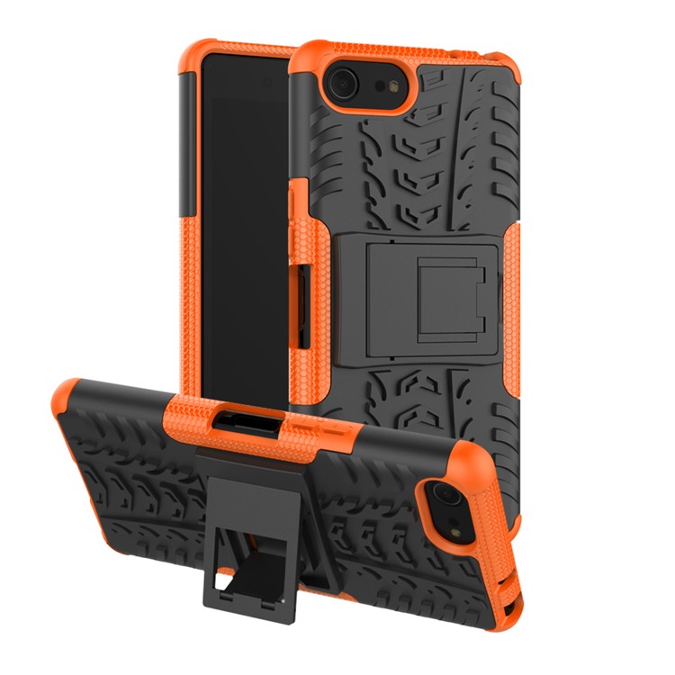 Cool Tyre PC + TPU Hybrid Cover with Kickstand for Sony Xperia XZ4 Compact - Orange-1