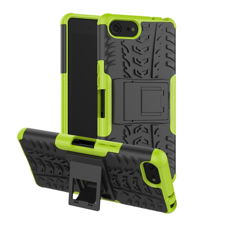 Cool Tyre PC + TPU Hybrid Cover with Kickstand for Sony Xperia XZ4 Compact - Green-1