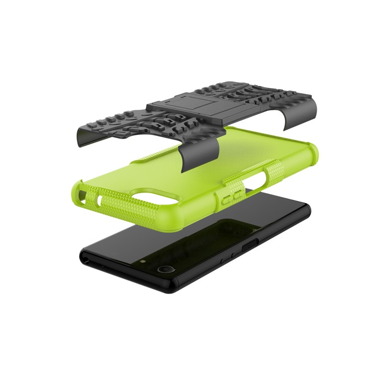 Cool Tyre PC + TPU Hybrid Cover with Kickstand for Sony Xperia XZ4 Compact - Green-8