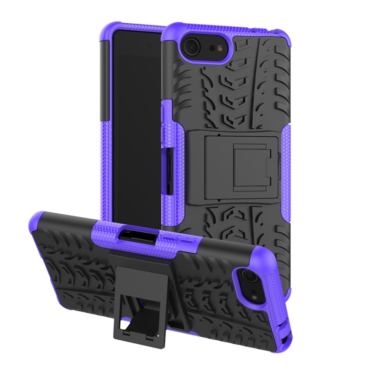Cool Tyre PC + TPU Hybrid Cover with Kickstand for Sony Xperia XZ4 Compact - Purple-1