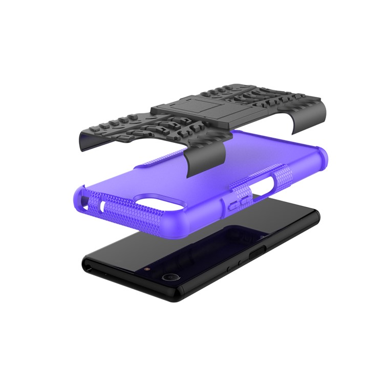Cool Tyre PC + TPU Hybrid Cover with Kickstand for Sony Xperia XZ4 Compact - Purple-8