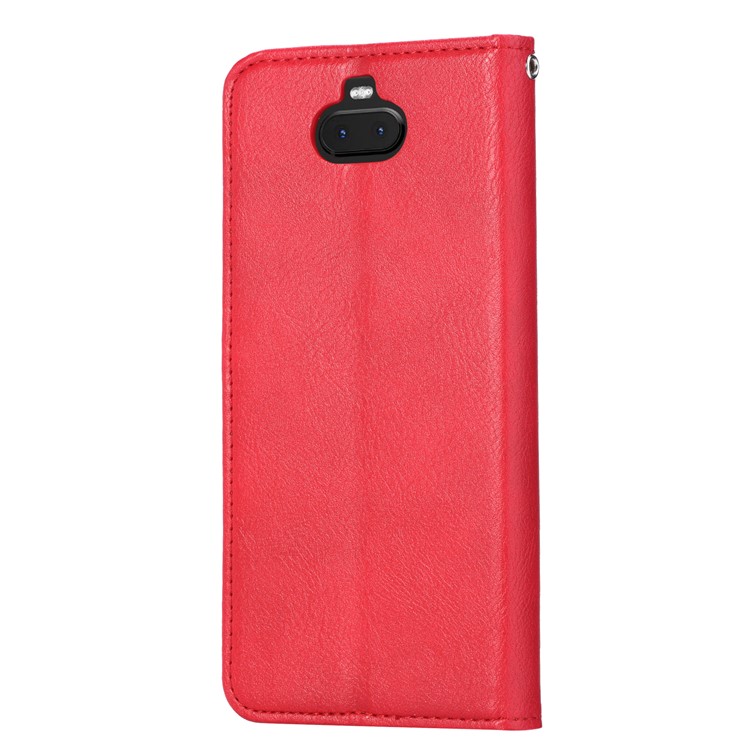 Auto-absorbed Wallet Stand Flip Leather Mobile Cover for Sony Xperia 10 - Red-3