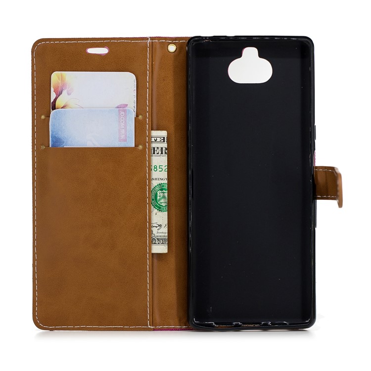 For Sony Xperia 10 Assorted Color Jeans Cloth Wallet Stand Leather Mobile Case - Rose-10