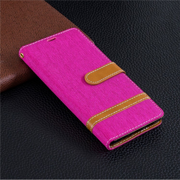 For Sony Xperia 10 Assorted Color Jeans Cloth Wallet Stand Leather Mobile Case - Rose-2