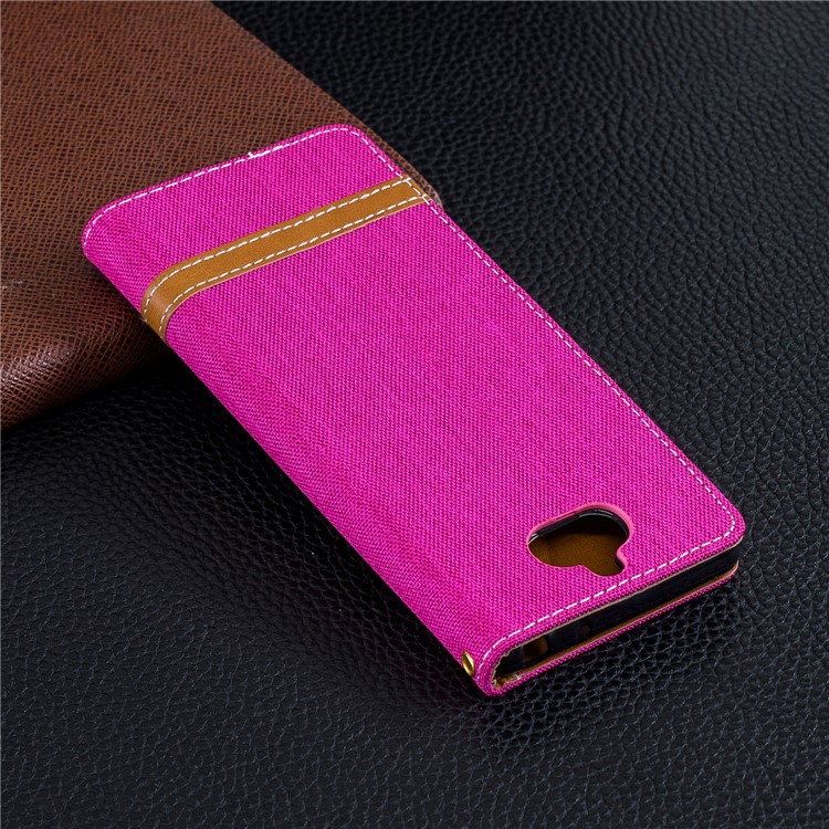For Sony Xperia 10 Assorted Color Jeans Cloth Wallet Stand Leather Mobile Case - Rose-3