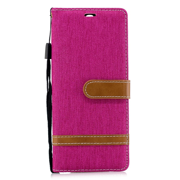 For Sony Xperia 10 Assorted Color Jeans Cloth Wallet Stand Leather Mobile Case - Rose-4