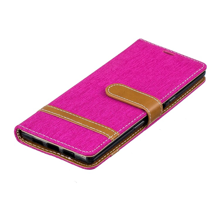For Sony Xperia 10 Assorted Color Jeans Cloth Wallet Stand Leather Mobile Case - Rose-8