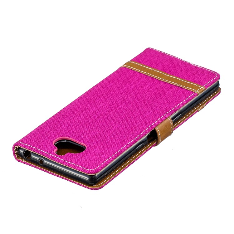 For Sony Xperia 10 Assorted Color Jeans Cloth Wallet Stand Leather Mobile Case - Rose-9