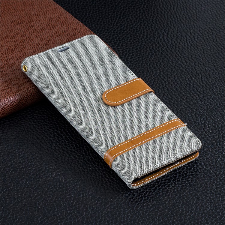 For Sony Xperia 10 Assorted Color Jeans Cloth Wallet Stand Leather Mobile Case - Grey-2