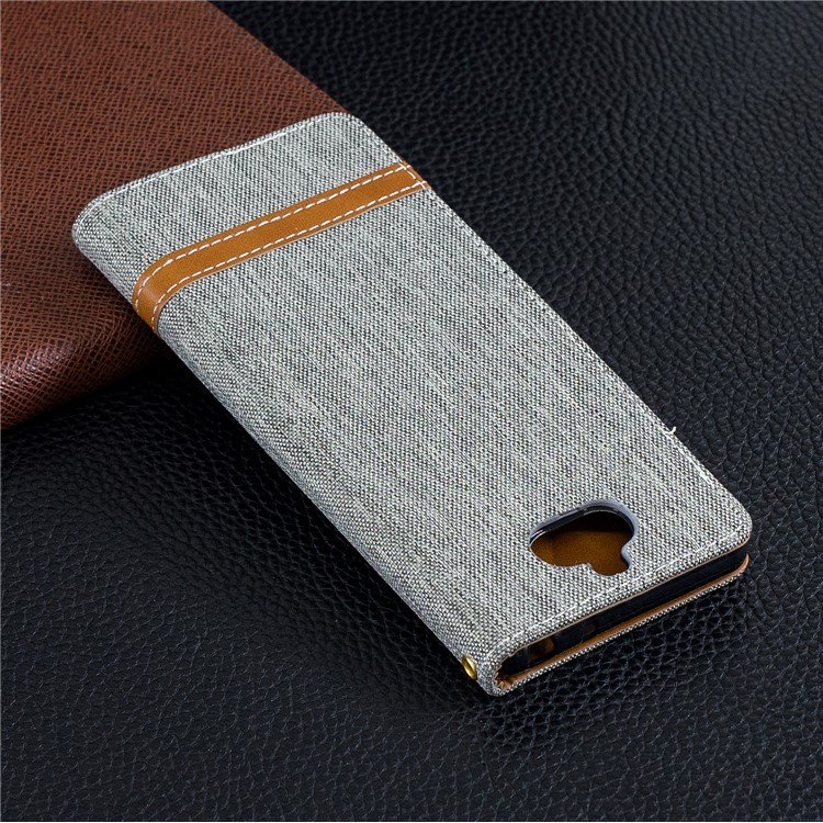 For Sony Xperia 10 Assorted Color Jeans Cloth Wallet Stand Leather Mobile Case - Grey-3