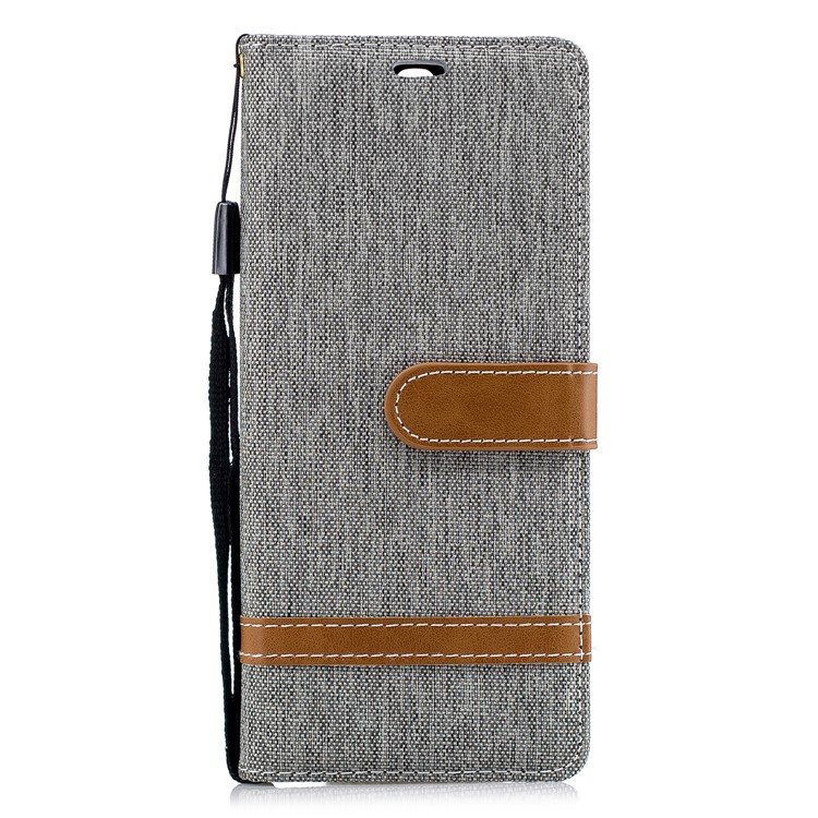 For Sony Xperia 10 Assorted Color Jeans Cloth Wallet Stand Leather Mobile Case - Grey-4