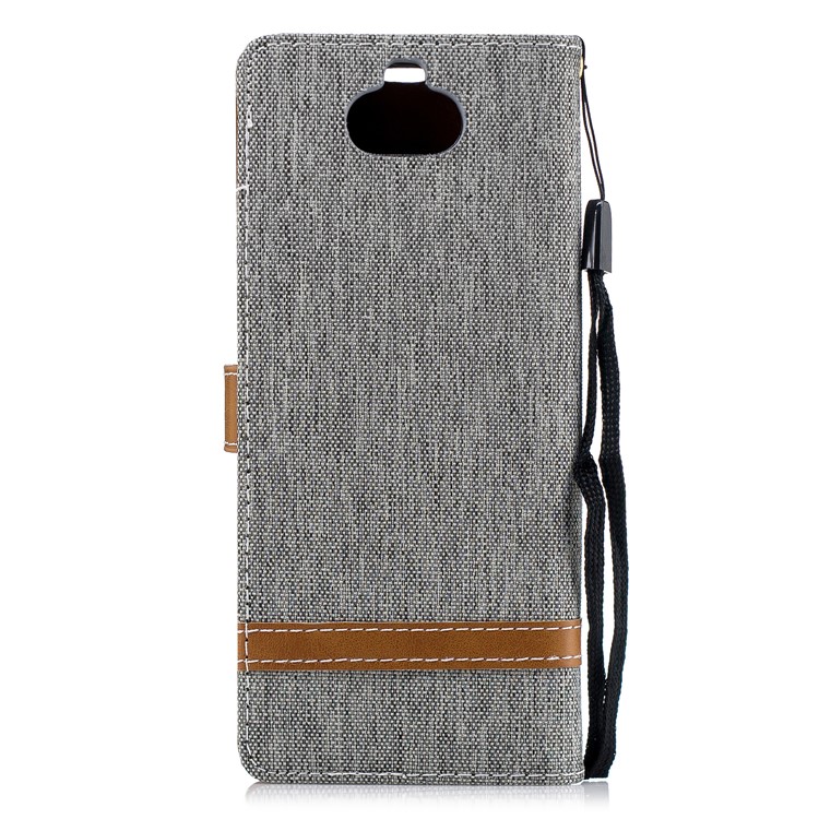 For Sony Xperia 10 Assorted Color Jeans Cloth Wallet Stand Leather Mobile Case - Grey-5