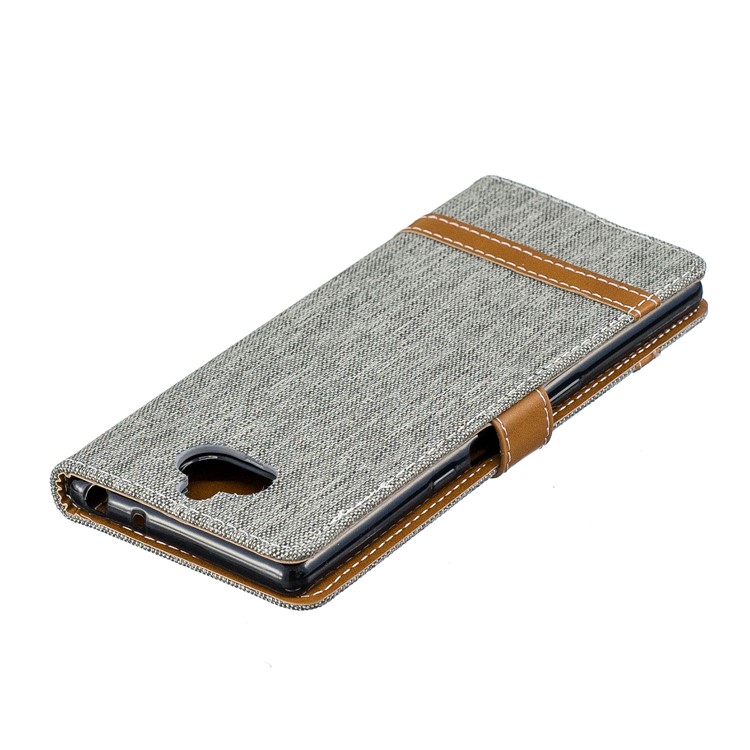 For Sony Xperia 10 Assorted Color Jeans Cloth Wallet Stand Leather Mobile Case - Grey-9