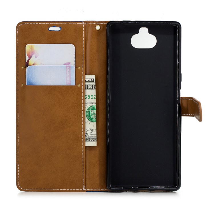 For Sony Xperia 10 Assorted Color Jeans Cloth Wallet Stand Leather Mobile Case - Baby Blue-10