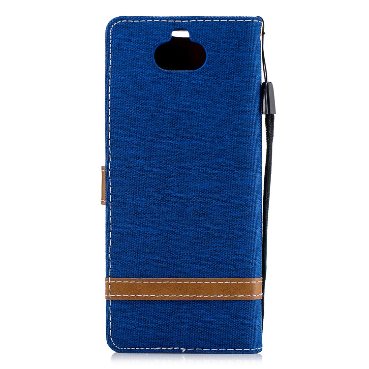 For Sony Xperia 10 Assorted Color Jeans Cloth Wallet Stand Leather Mobile Case - Baby Blue-5