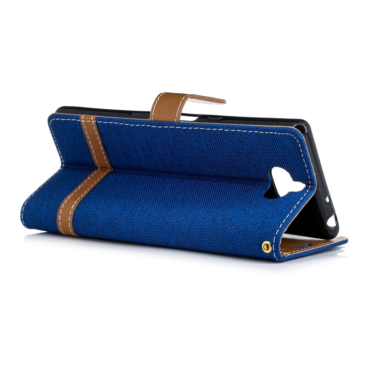 For Sony Xperia 10 Assorted Color Jeans Cloth Wallet Stand Leather Mobile Case - Baby Blue-6