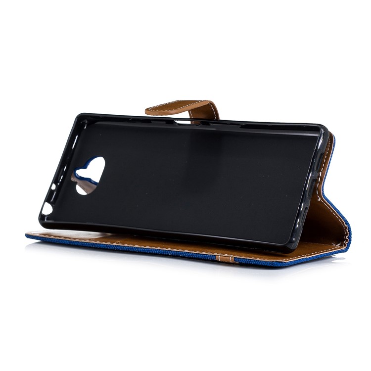 For Sony Xperia 10 Assorted Color Jeans Cloth Wallet Stand Leather Mobile Case - Baby Blue-7