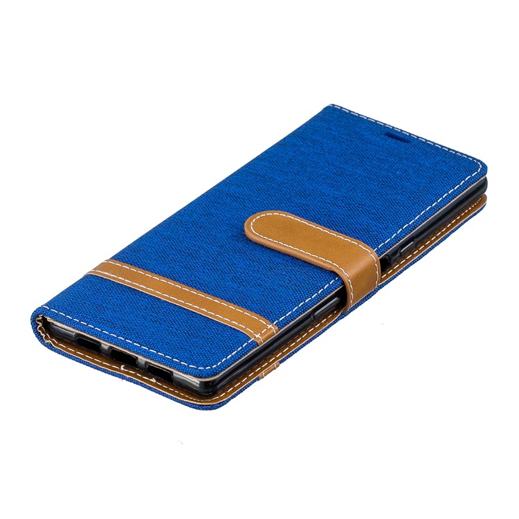 For Sony Xperia 10 Assorted Color Jeans Cloth Wallet Stand Leather Mobile Case - Baby Blue-8