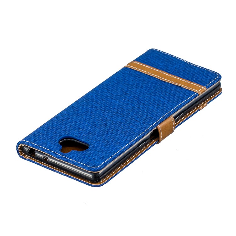 For Sony Xperia 10 Assorted Color Jeans Cloth Wallet Stand Leather Mobile Case - Baby Blue-9