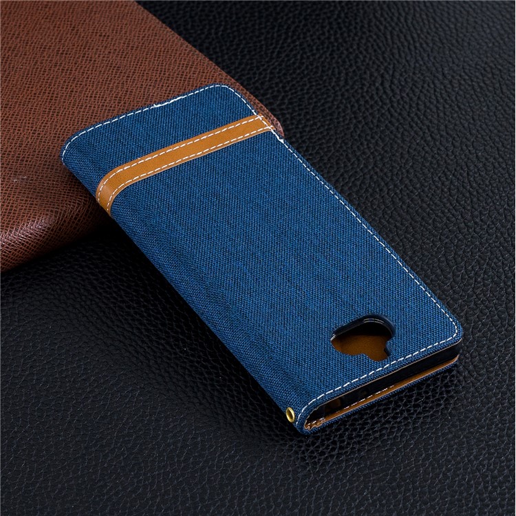 For Sony Xperia 10 Assorted Color Jeans Cloth Wallet Stand Leather Mobile Case - Dark Blue-3