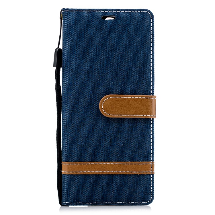 For Sony Xperia 10 Assorted Color Jeans Cloth Wallet Stand Leather Mobile Case - Dark Blue-4