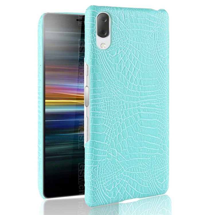 Crocodile Texture PU Leather Coated PC Phone Case for Sony Xperia L3 - Cyan-1