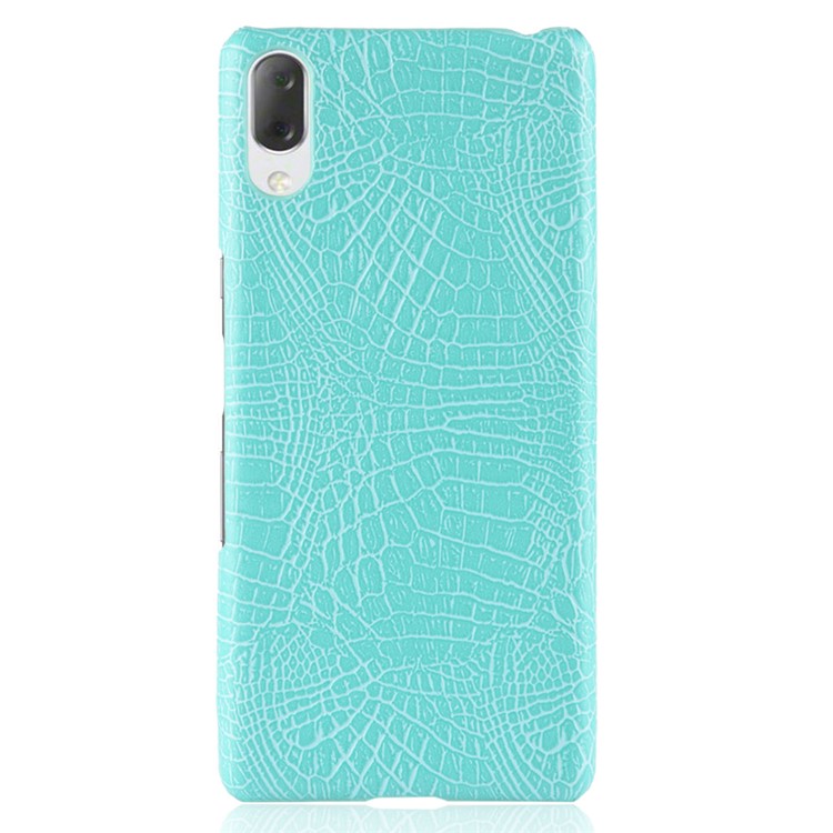 Crocodile Texture PU Leather Coated PC Phone Case for Sony Xperia L3 - Cyan-2