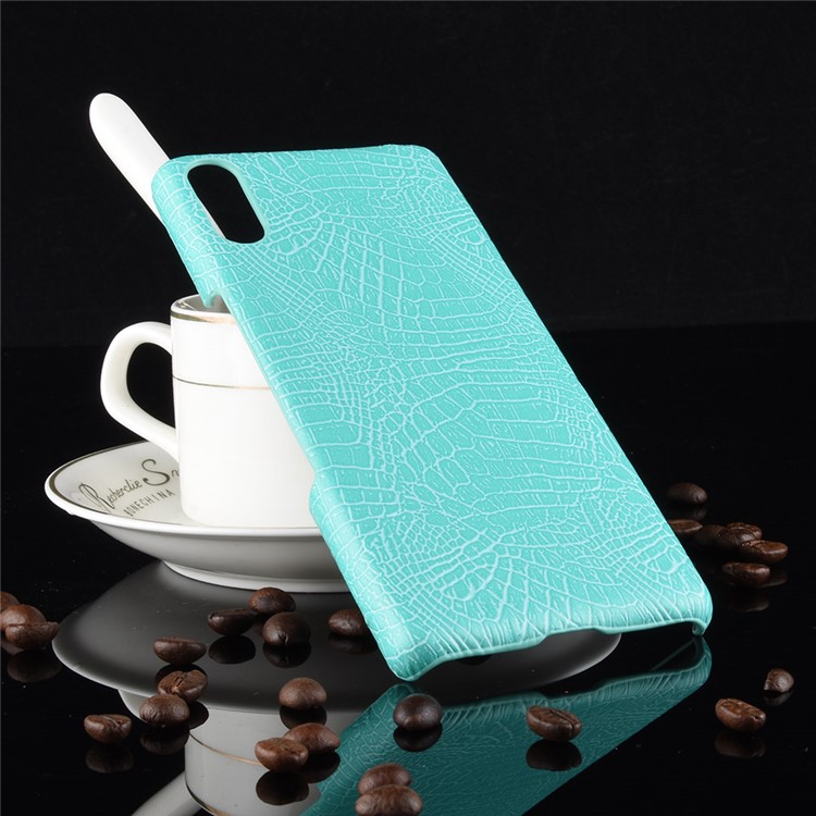 Crocodile Texture PU Leather Coated PC Phone Case for Sony Xperia L3 - Cyan-3