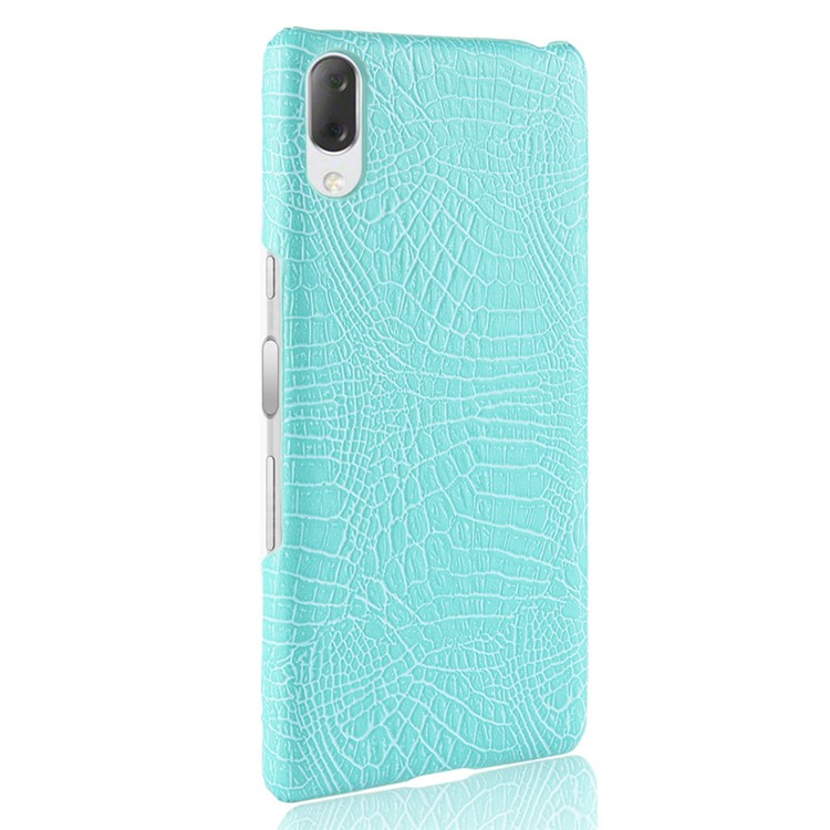 Crocodile Texture PU Leather Coated PC Phone Case for Sony Xperia L3 - Cyan-4