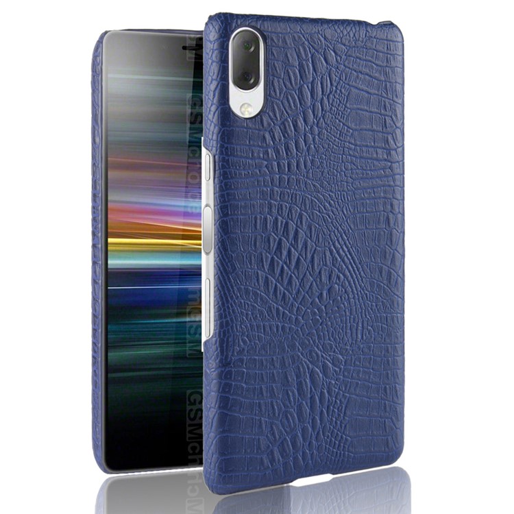 Crocodile Texture PU Leather Coated PC Phone Case for Sony Xperia L3 - Blue-1