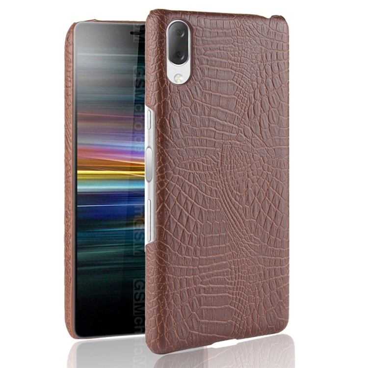Crocodile Texture PU Leather Coated PC Phone Case for Sony Xperia L3 - Brown-1
