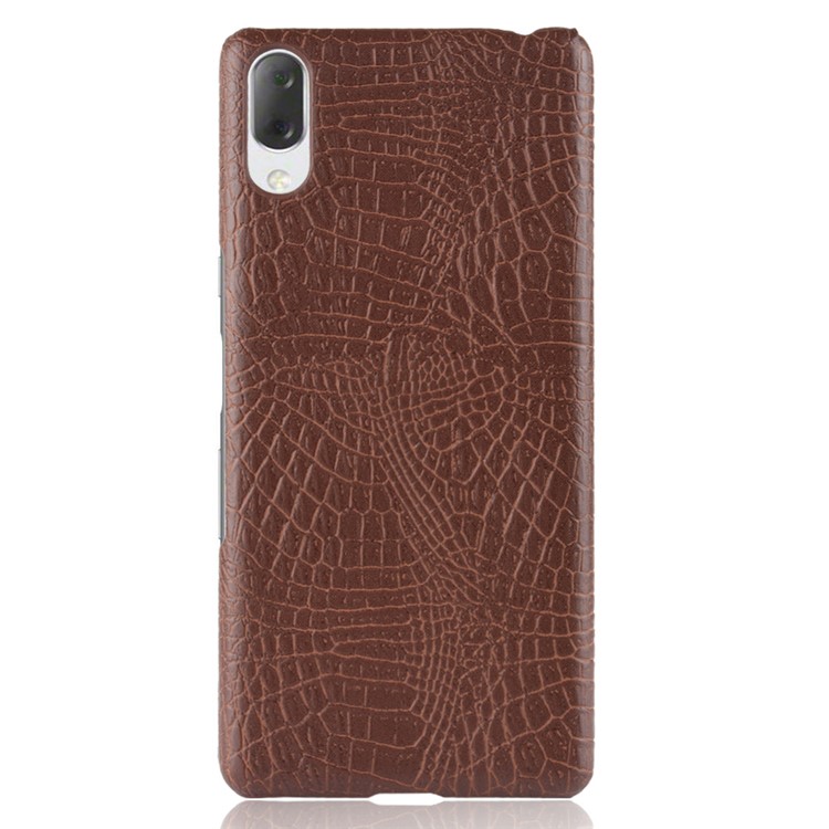 Crocodile Texture PU Leather Coated PC Phone Case for Sony Xperia L3 - Brown-2