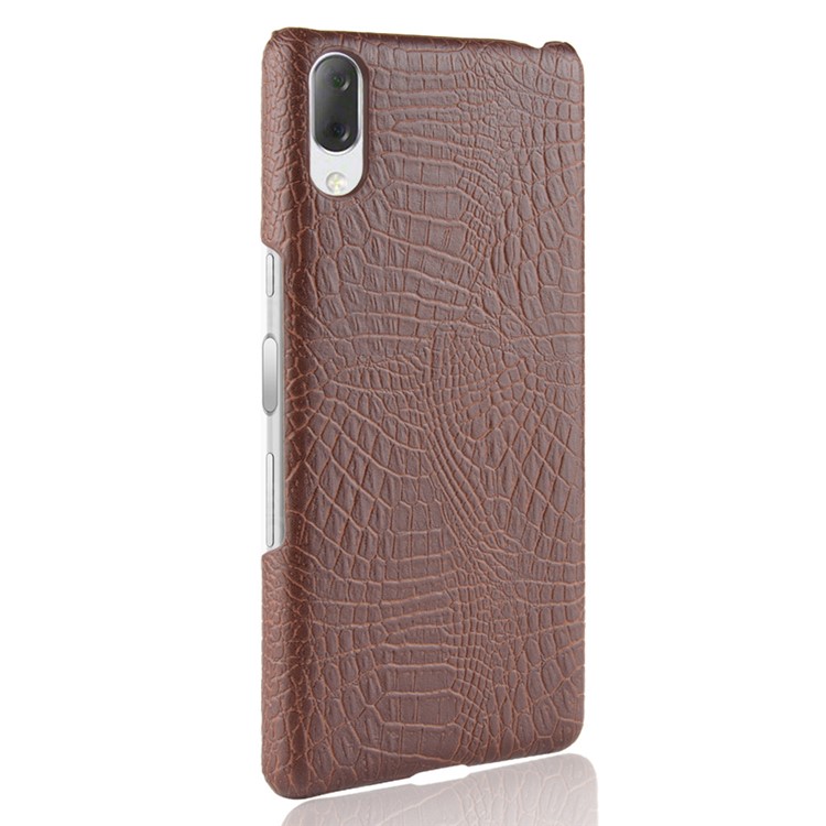 Crocodile Texture PU Leather Coated PC Phone Case for Sony Xperia L3 - Brown-4
