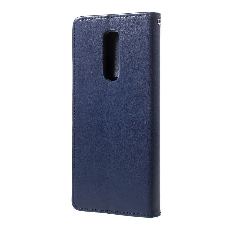Imprint Cat and Fishbone Pattern Leather Wallet Case for Sony Xperia 1 - Dark Blue-3