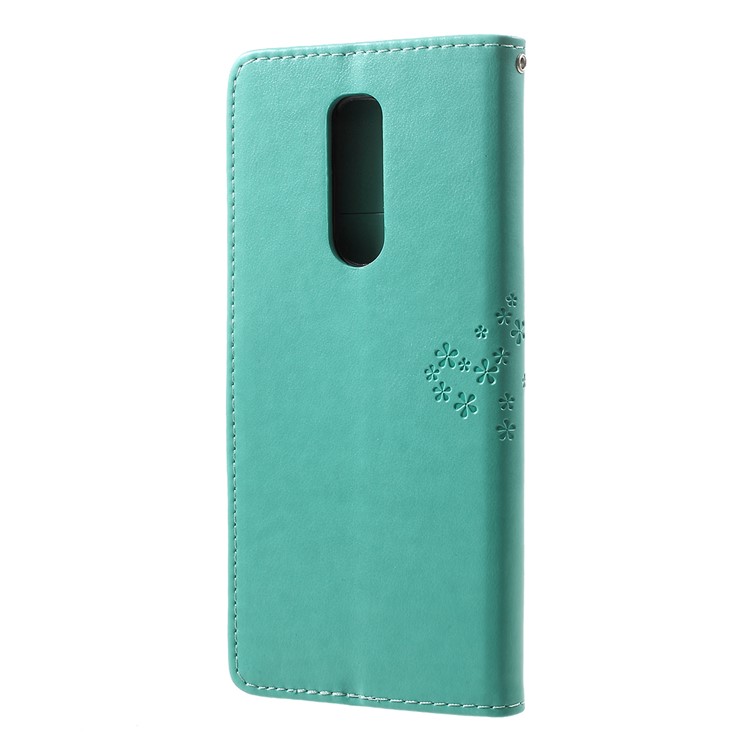 Imprint Tree Owl Leather Wallet Stand Case for Sony Xperia 1 - Green-3