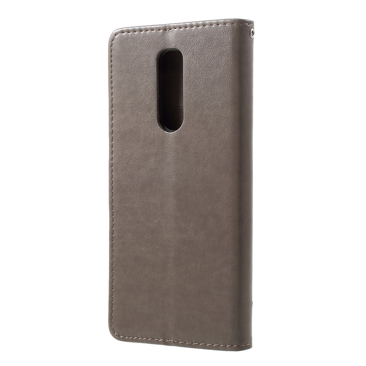 Imprint Butterfly Flower Owl Leather Wallet Case for Sony Xperia 1 - Grey-3
