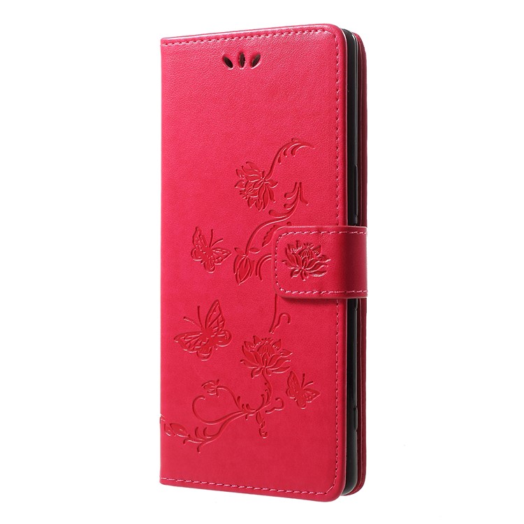Etui Portefeuille En Cuir Avec Un Hibou Et Une Fleur Pour Papillon - Rose-2