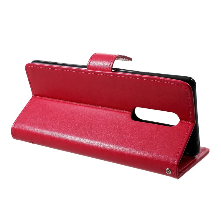 Etui Portefeuille En Cuir Avec Un Hibou Et Une Fleur Pour Papillon - Rose-4