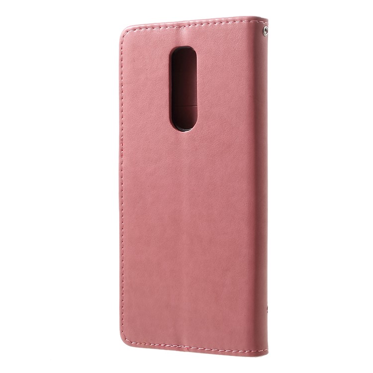 Imprint Butterfly Flower Owl Leather Wallet Case for Sony Xperia 1 - Pink-3