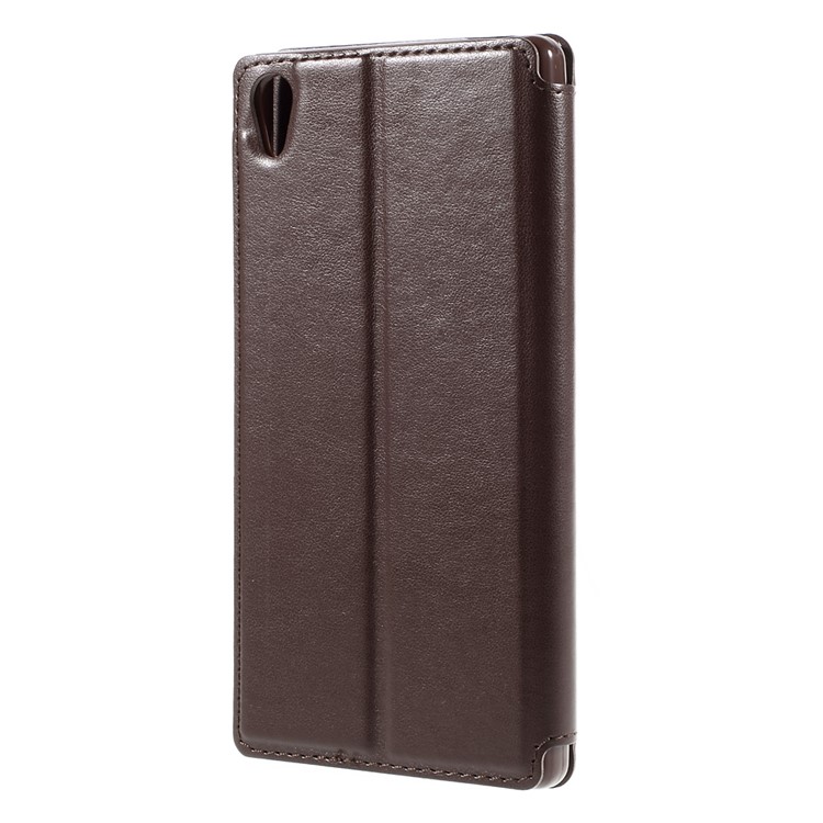 ROAR KOREA Noble Leather View Window Shell for Sony Xperia Z5 Premium / Premium Dual - Coffee-2