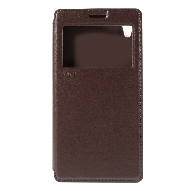ROAR KOREA Noble Leather View Window Shell for Sony Xperia Z5 Premium / Premium Dual - Coffee-3