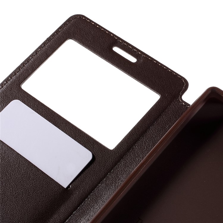 ROAR KOREA Noble Leather View Window Shell for Sony Xperia Z5 Premium / Premium Dual - Coffee-7
