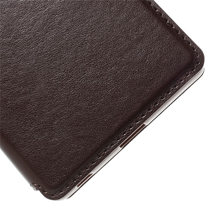 ROAR KOREA Noble Leather View Window Shell for Sony Xperia Z5 Premium / Premium Dual - Coffee-8