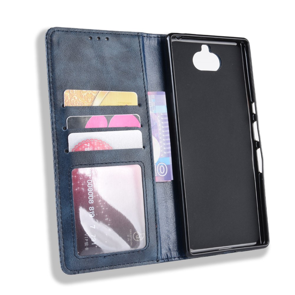Vintage Style PU Leather Wallet Mobile Phone Cover for Sony Xperia 10 Plus - Blue-5